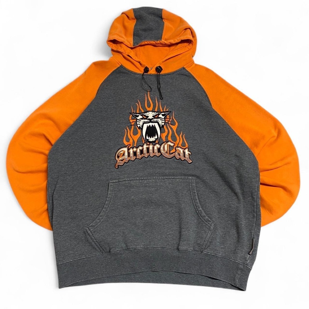 Vintage Arctic Cat Arcticwear Orange Gray Hoodie L